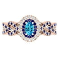 thumbnail image 2 of Dazzlingrock Collection 6X4mm Oval Blue Topaz with Round Blue Sapphire & White Diamond Interweaving Double Halo Wedding Ring for Women in 10K Rose Gold, Size 9.5, 2 of 6
