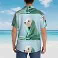 thumbnail image 4 of Fuzoiu Dog Wrapped in Towel Print Hawaiian Shirt for Men, Summer Beach Casual Short Sleeve Button Down Shirts, Men’s Beach Summer Shirts with Pocket,Large, 4 of 7