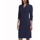 thumbnail image 2 of Vestido Midi de Manga 3/4 con Cuello de Pie en V para Mujeres Chic, L Azul Oscuro, 2 of 7