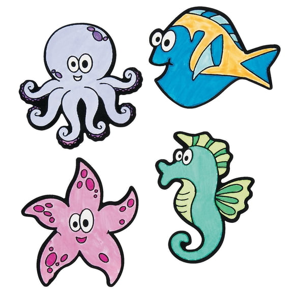 Color Your Own Fuzzy Under The Sea Magnets, Makes 12, Craft Kits, Summer, 12 Pieces