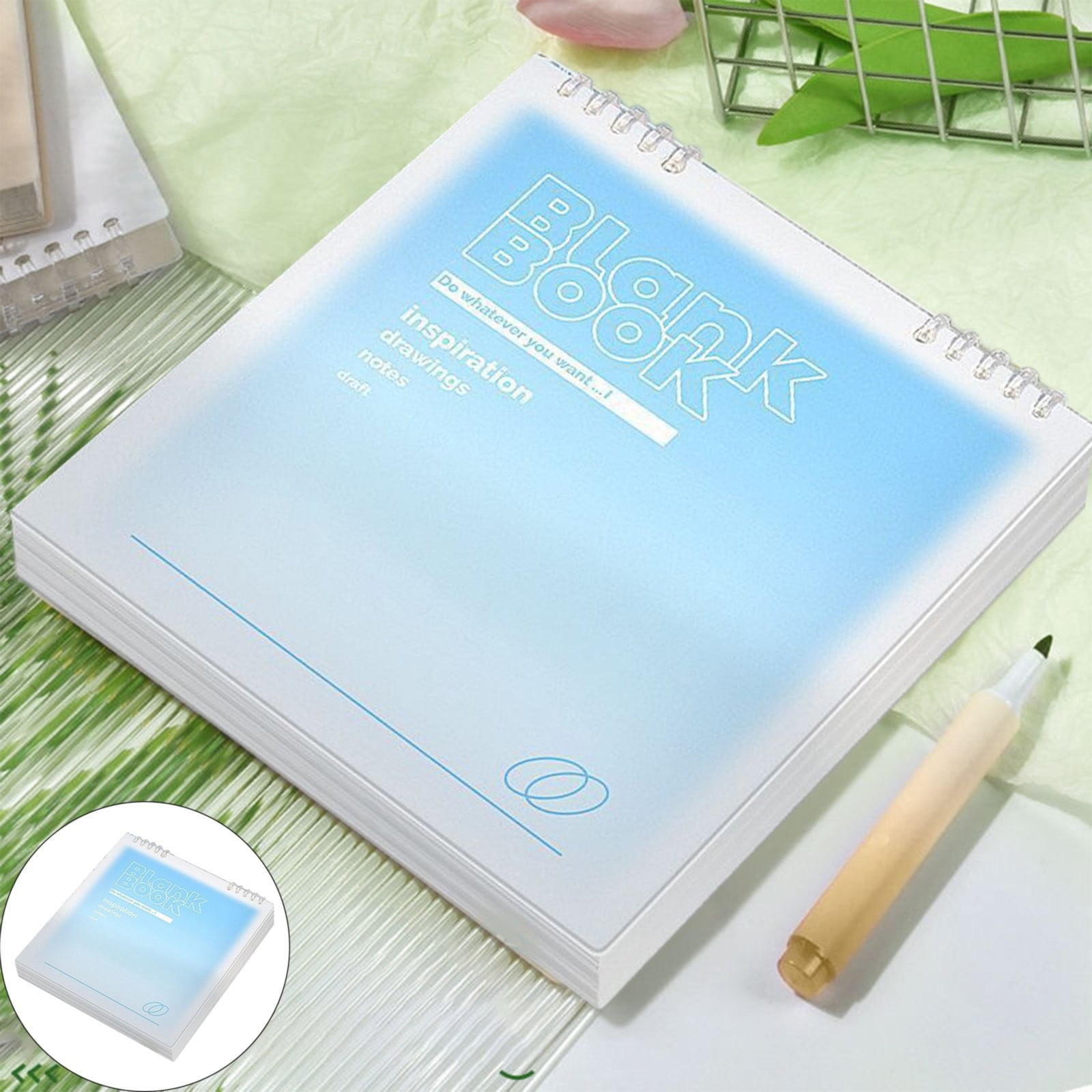 VKLU 1Pc Aesthetic Square Loose-leaf Notebook, Detachable Refillable Journal with Frosted Cover, Portable Minimalist Planner for Office, Light Blue