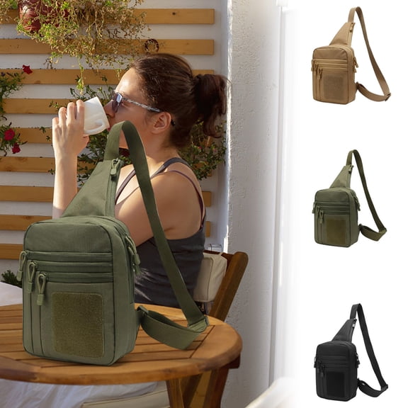 Hyknon Sling Chest Bag Waterproof Lightweight Crossbody Bag Durable Travel Shoulder Bag Green Daypack for Women Men Hiking