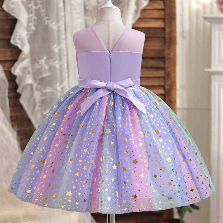 uublik Kids Formal Dresses for Girls Size 3T-8 Sleeveless Tulle Dresses  Kids Birthday Formal Wedding Pageant Princess Dress Purple - Walmart.com