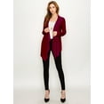 thumbnail image 5 of Made by Johnny Women's Drape Front Open Cardigan Long Sleeve Irregular Hem S-5XL Plus Size XXXXXL WINE, 5 of 6