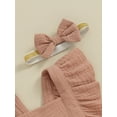 thumbnail image 6 of Musuos Baby Girls Rompers Dress 6M 9M 12M 18M Solid Color Fly Sleeve Skirt Hem Infant Bodysuits Summer Clothes with Headband, 6 of 9
