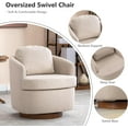 thumbnail image 5 of BISHE Swivel Accent Chair, Oversized 360° Barrel Armchair with Round Wood Base, Comfy Upholstered Lounge Chair for Living Room or Bedroom, Linen Beige, 5 of 7