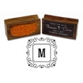 thumbnail image 4 of Printtoo Square Swirl Border Letter M Initial Uppercase Monogram Wood Mounted Rubber Stamp, 4 of 4