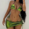 thumbnail image 2 of Conjunto de Bikini de diseño Floral 3D para mujer, traje de baño pequeño con realce, cintura alta, con un hombro descubierto, color negro y rosa, 2024, 2 of 5
