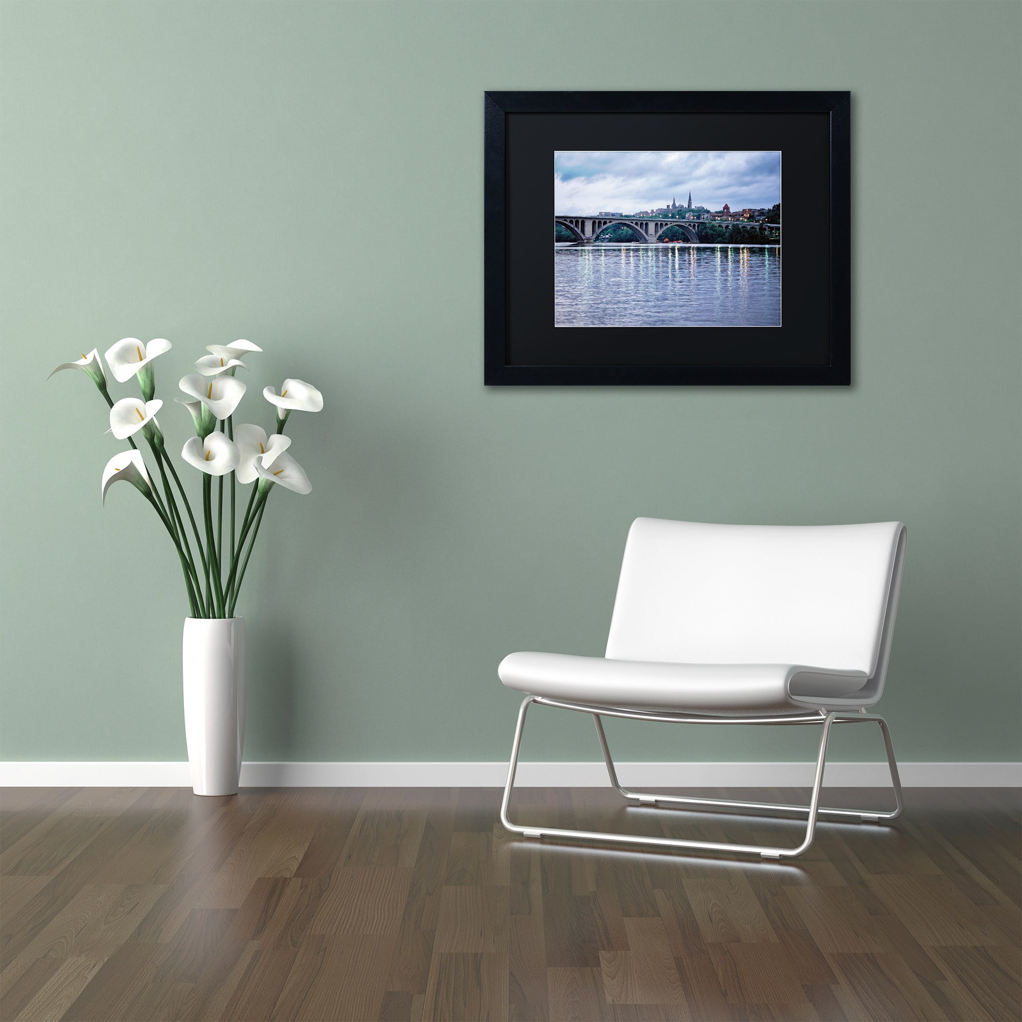 Trademark Fine Art "Georgetown-Key Bridge" Canvas Art by Gregory O'Hanlon, Black Matte, Black Frame