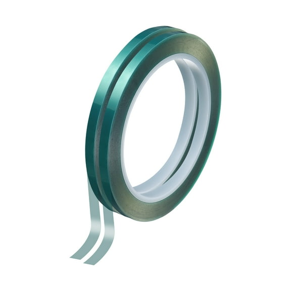Uxcell 2 Rolls High Temperature Masking Tape 1/4"x216ft(6mmx66m) 0.05mm Thick PET Film Silicone Adhesive Heat Resistant Tapes for Heat Press Anodizing Circuit Board, Green