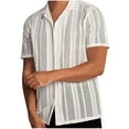 thumbnail image 4 of WREESH Men's Casual Hollow Out Button Down Shirts Solid Color Short Sleeve Turndown Collar Tops with a Unique Hollow Out Style White, 4 of 8