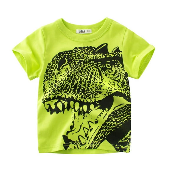 KYAIGUO Baby Boys Dinosaur Short Casual Crewneck Short Sleeve Tops Cute Summer Short Kids Clothes for Toddler 1-9 Years Old