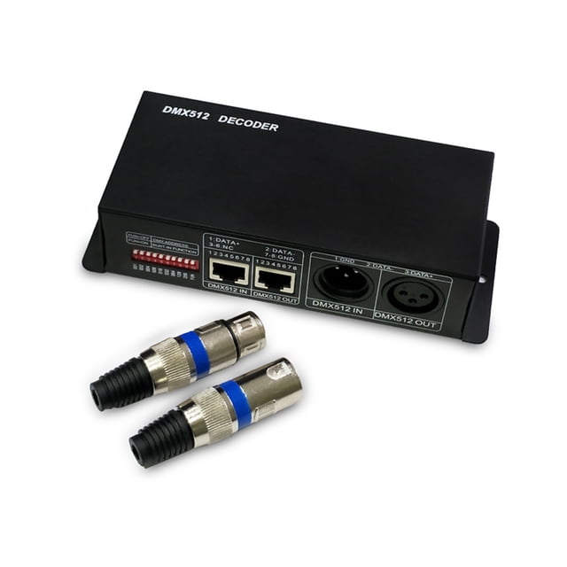NATEFEMIN DMX 512 Controller Decoder for RGBW LED Stripe Lights 3 Channel 8A DC 12V-24V Metal Dimmer Stage Lighting