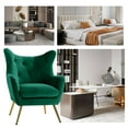 thumbnail image 5 of Velvet Accent Chairs Set of 2 Wingback Lounge Armchairs Sofa Upholstered Tufted Golden Leg Home Living Room Green, 5 of 8