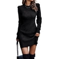 thumbnail image 3 of Innerwin Robe Chandail Col Rond Dames Chandail d'Hiver Manches Longues Mini Robes Élégantes Noir m, 3 of 4