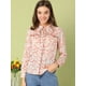thumbnail image 2 of Blusa Allegra K Manga Larga Estampado Floral Con Volantes Cuello De Corbata Para Mujer Blanco M, 2 of 6
