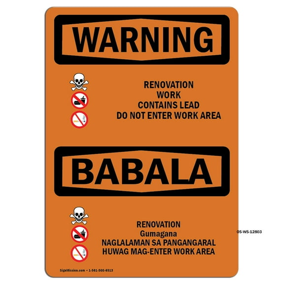 OSHA WARNING Sign - Renovation Work Contains Lead | Decal | Protect Your Business, Construction Site, Warehouse & Shop Area | Made in the USA