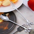 thumbnail image 3 of ORUYROP 10 Pcs Stainless Steel Silver Leaf Creative Appetizer Cake Fruit Forks Set 4.7 Inches Tasting Dessert Forks Kitchen Accessory Wedding Party (Silver-10Forks), 3 of 7