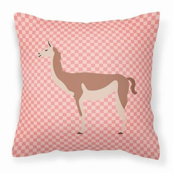 Carolines Treasures BB7921PW1414 Guanaco Pink Check Fabric Decorative Pillow, 14 x 14 in.