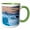 Green/White, variant on 3drose, Svinafellsjoekull Glacier, Vatnajokull. Glacier Front, Glacial Lake 01, 11oz Two-tone Blue Mug