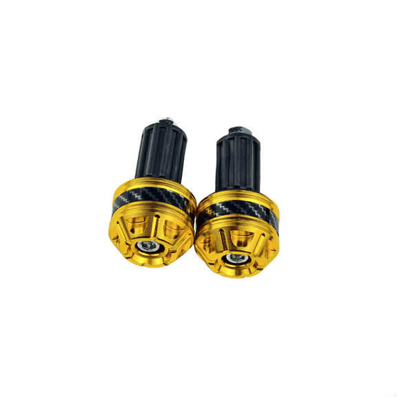 Baguer Carbon Fiber Motorcycle Handlebar End Weights, Alloy Balance Block Caps for Bike Scooter, Ergonomic Grip, Gold
