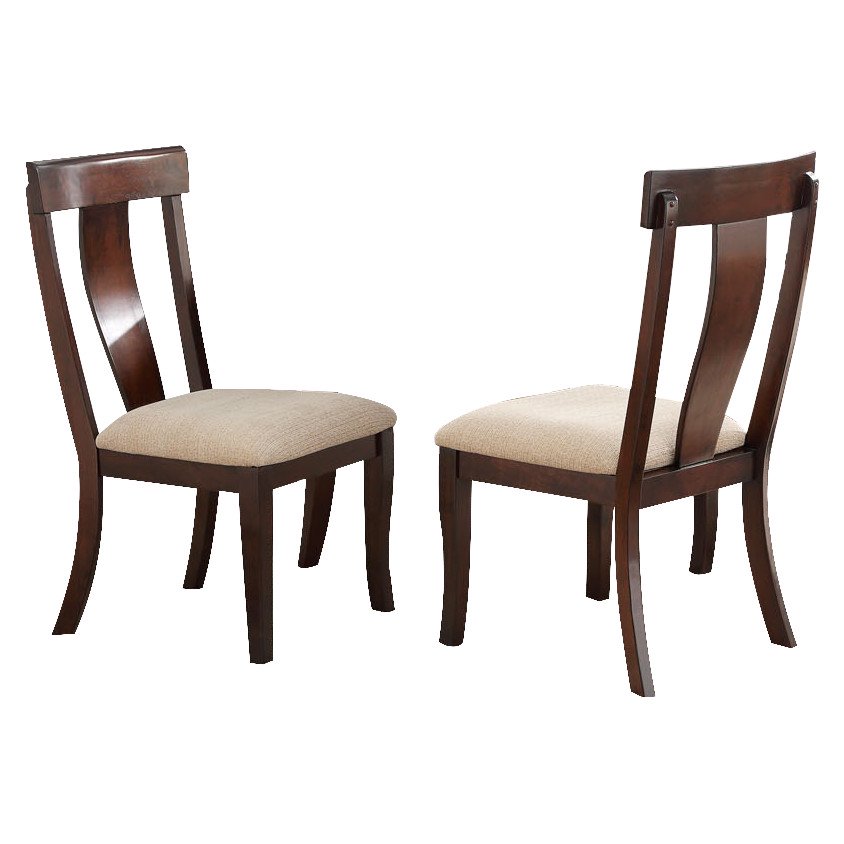 Rowena Formal Dining Room Chairs, Cherry Wood, Cream White Upholstered