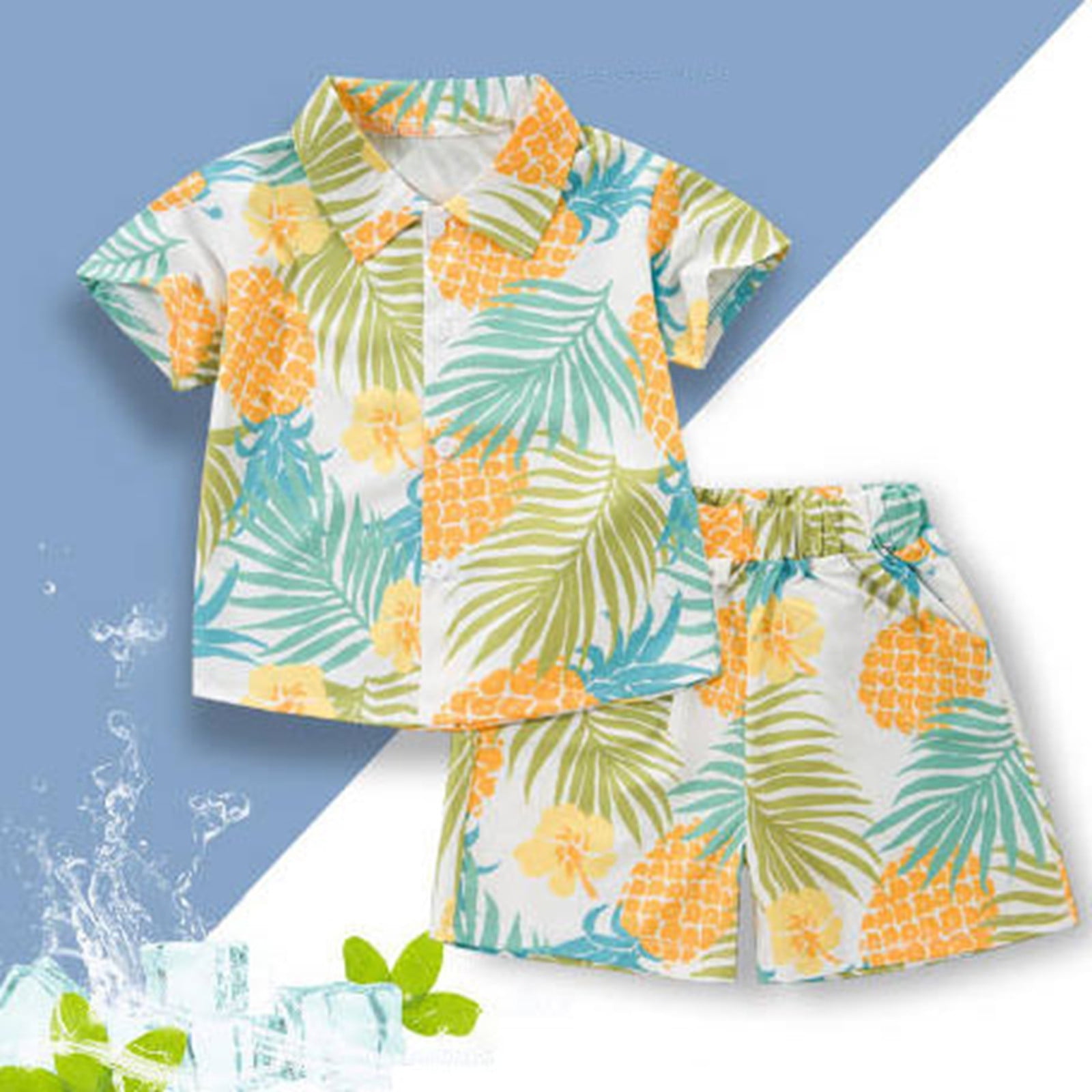 Ensemble 2 Pièces Enfant été - Chemise Hawaïenne Short - Style Décontracté Garçon Fille Tenue Décontractée Garçon Fille Ensemble 2 Pièces Enfant été - Chemise Hawaïenne Short - Style Décontracté Garçon Fille Tenue Décontractée Garçon Fille