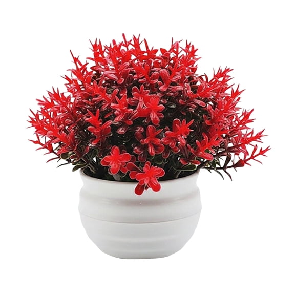 Clearance Artificial flowers under $1,Artificial Potted Plants Plastic Greenery In Pots Small Topiary Shrubs For Centerpiece Desk Room House Decor Decoration