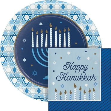 Hanukkah Plates and Napkins Kit, Serves 16