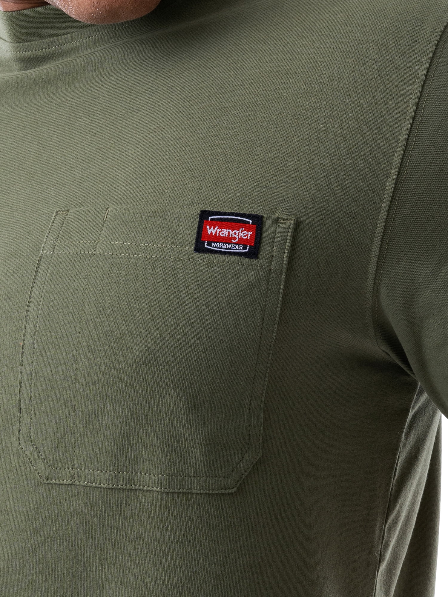 Wrangler Workwear Men's Short Sleeve Heavyweight Pocket Crew T-Shirt