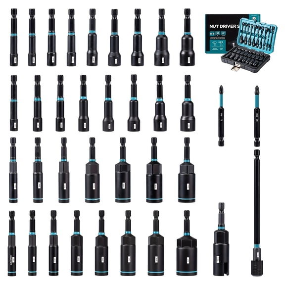 35pcs Magnetic Impact Nut Driver Set with Cr-V Sockets & Bits for Automotive and DIY. Perfect Gift For 2026.