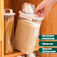 thumbnail image 6 of XMMSWDLA Rice Airtight Storage Container, 77.7oz/2300ml Cereal Dry Food Flour Bin, Pet Dog Cat Food Dispenser with Measuring Cup, Clear Plastic Kitchen and Pantry Organization Bin for Sugar, Pasta, 6 of 6