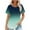 Green1, variant on fatyb Tops for Women Summer Short Sleeve Round Neck Dressy Tunic Loose Fashion Gradient Color Blouses