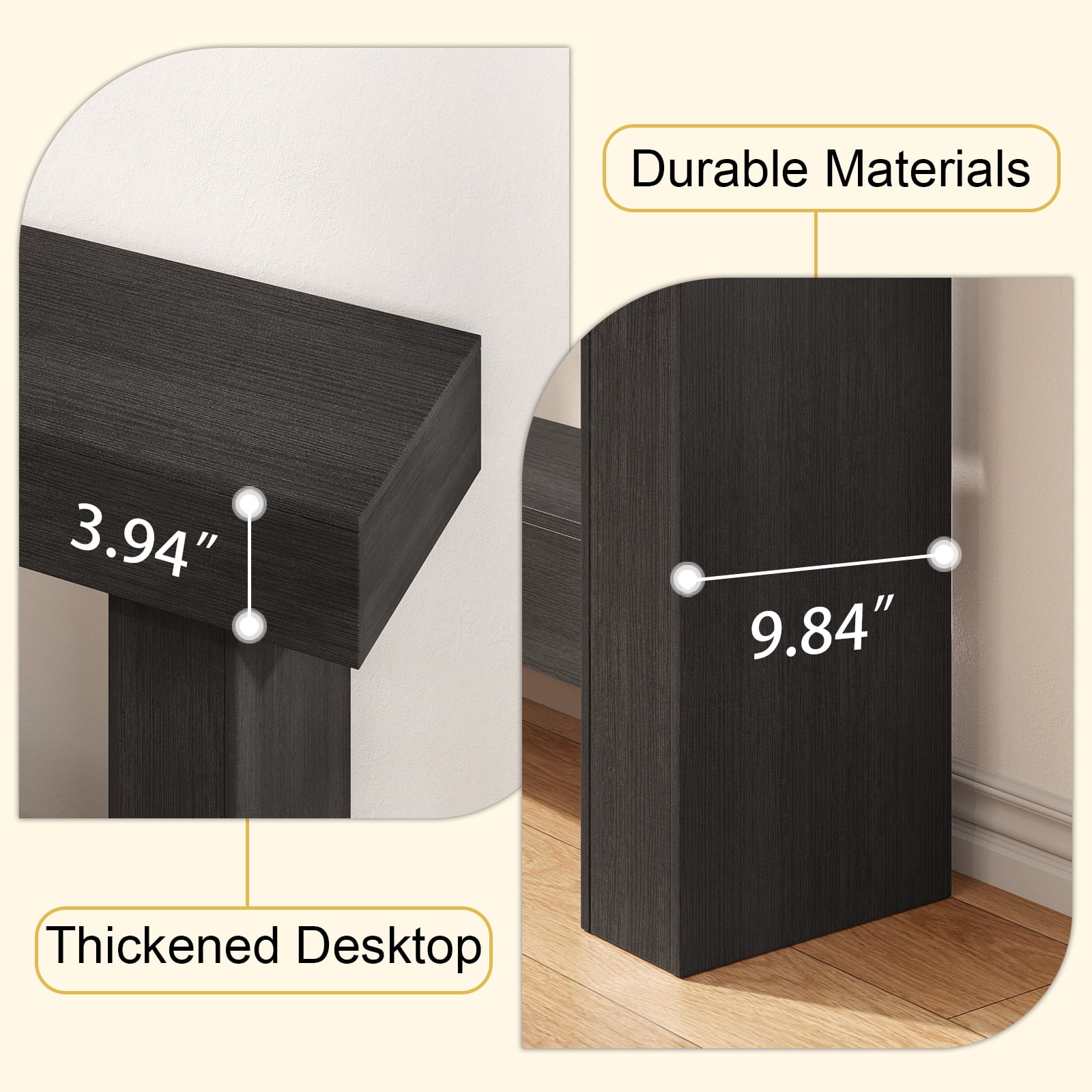Tarnorci Wooden Console Table,  Behind the Couch, Farmhouse Entryway Table for Hallway, Living Room, Black