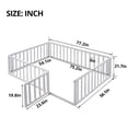 thumbnail image 3 of Full Size Floor Bed for Kids, Wood Full Montessori Bed Frame with Fence Guardrails and & Support Slats, Full Playhouse Bed with Door Design, Kids Fence Bed Playpen Bed for Boys ,Girls, White, 3 of 7
