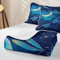 thumbnail image 4 of Manfei Cute Dragonflies Twin Quilt Set,Dreamy Moon Stars Galaxy Twin Coverlet Set,Deep Blue,Black Reversible,2-Piece,1 Bedspread and 1 Pillowcase, 4 of 7