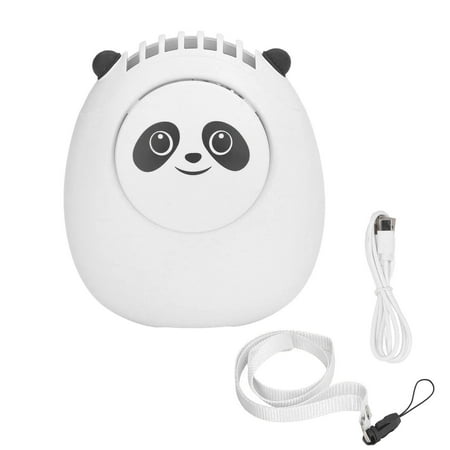 

Portable Neck Fan Cute Bear 3 Speeds USB Rechargeable Quiet Bladeless Mini Fan with Lanyard for Travel Office White