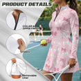thumbnail image 6 of Xixirimido Bowknots Pink Print Womens Tennis Golf Mini Dresses with Shorts, Long Sleeve 1/4 Zip Workout Athletic Dress, Quick Dry 2 Piece Outfits, XX-Large, 6 of 7