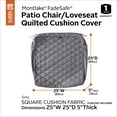 thumbnail image 3 of Classic Accessories Montlake FadeSafe Water-Resistant Patio Chair/Loveseat Quilted Cushion Cover, 25 x 25 x 5 inch, Grey, 3 of 12