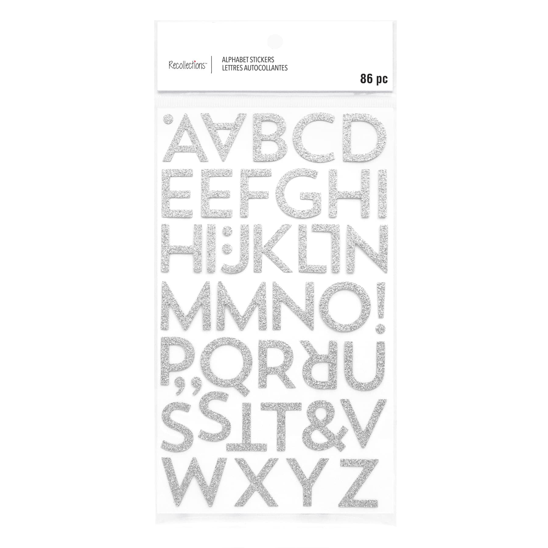 Recollections Silver Glitter Block Alphabet Stickers, 12 Packs: 86 ct. (1,032 total)