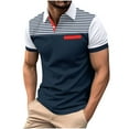thumbnail image 2 of Men's Shirts Short Sleeve Polo Shirts With Collar Pockets Striped Clearance Under $10 Fashion Casual Button Down Polo Tops, 2 of 4