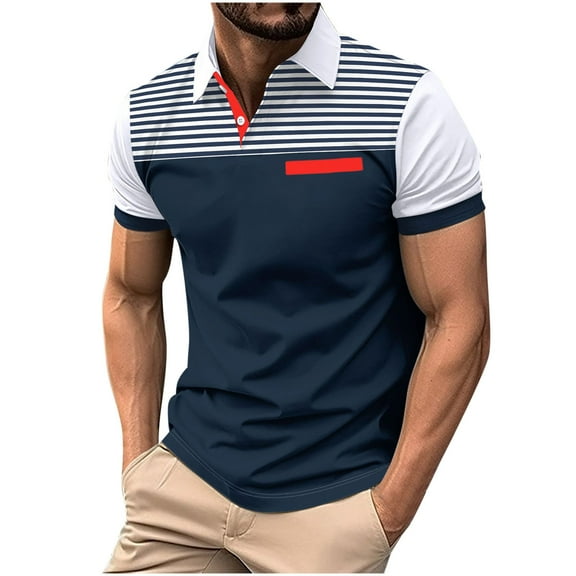 HomeGardon Shirts for Men,Mens Shirts Turn Down Collar,Men Streak Fashion Casual Button Lapel Short Sleeve Top,S-XXXL