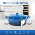 thumbnail image 4 of 4.5 QT Enameled Cast Iron Oval Dutch Oven Nonstick Soup Pot with Self-Basting Lid Heat Resistant 500°F for All Stovetops Induction Gas Grill, Oven & Refrigerator Safe, 4 of 6