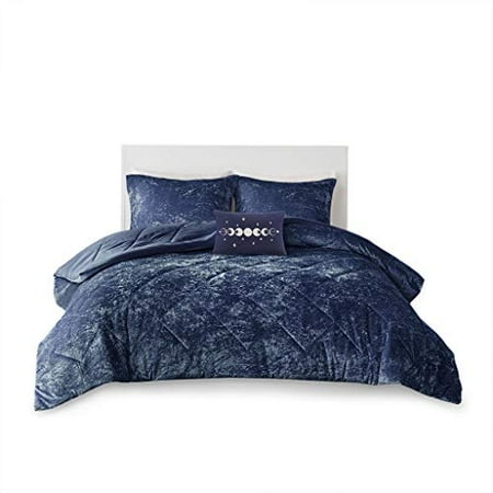 Intelligent Design Felicia Velvet Comforter Set Navy Full Queen
