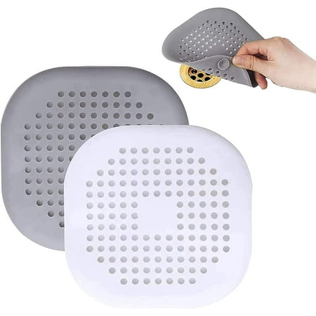 

Hair Catchers for Drain Square Shower Drain Cover Silicone Catcher with Suction Cups Easy to Install Suit Bathroom Bathtub Kitchen 2 Pack(Gray+White) Grey+white
