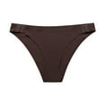 thumbnail image 2 of Scyoekwg Women'S Thong Panties Comfortable Briefs Cheeky Panties Solid Color Seamless Yoga Silk Sports Quick-drying Elastic Briefs Soft Breathable Underpants Brown M, 2 of 3