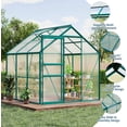 thumbnail image 2 of 6 x 6 FT Outdoor Greenhouse,Walk-in Greenhouses,Polycarbonate Greenhouses with Aluminum Frame, Sliding Door, Adjustable Roof Vent for Backyard, Green Houses for Outside Garden Backyard, Patio, 2 of 7