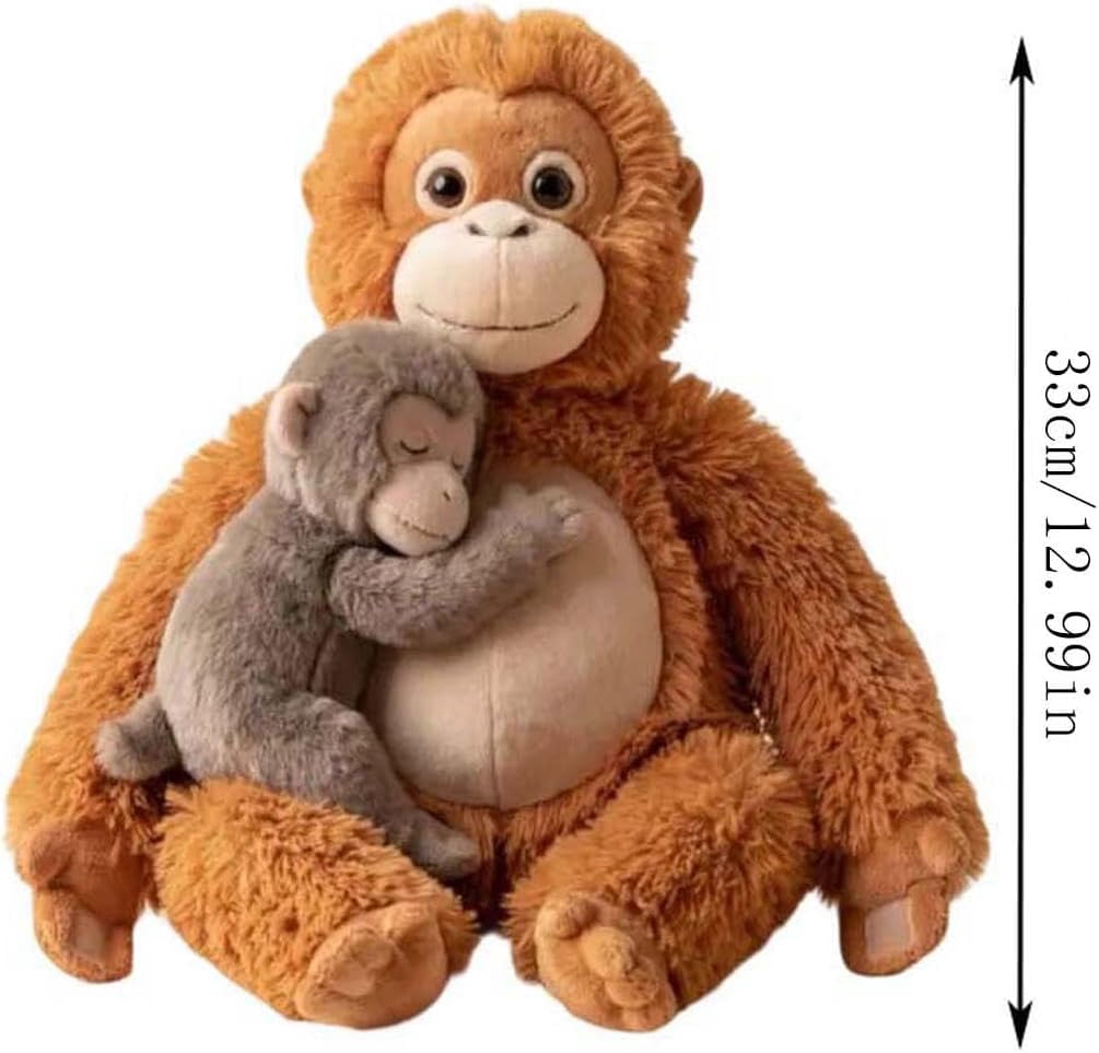 Punch Monkey Plush, Orangutan Plush with Baby Monkey Soft Toy, Washable & Safe for Fans, Realistic Soft Cuddly Monkey Toy