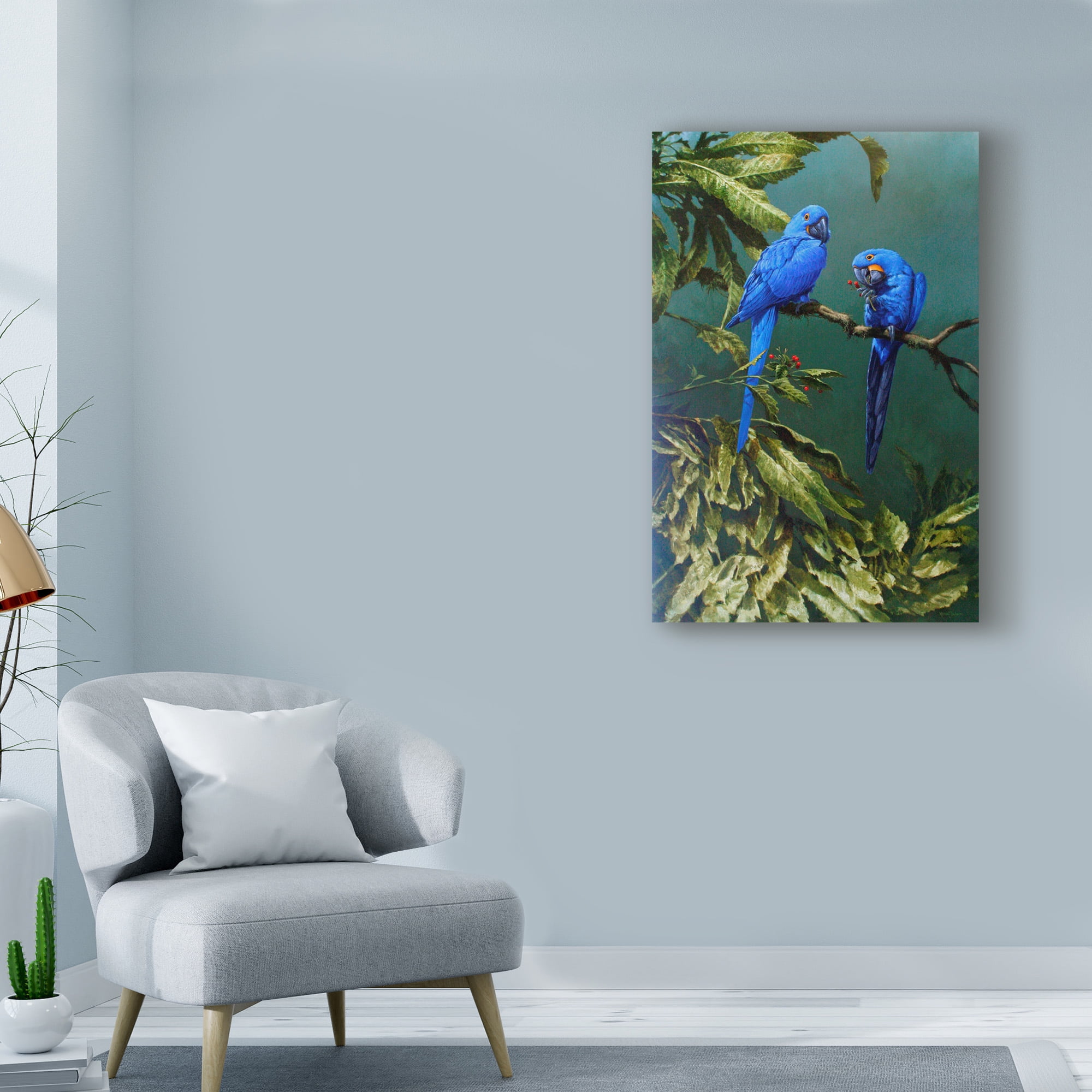 Trademark Fine Art 'Two Blue Macaws' Canvas Art by Michael Jackson