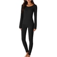 thumbnail image 6 of QSAWXQZ Women's 2PC Thermal Long Underwear Top and Leggings Set Crew Neck Long Sleeve Fleece Lined Stretch Winter Lightweight Base Layer 3XL, 6 of 8